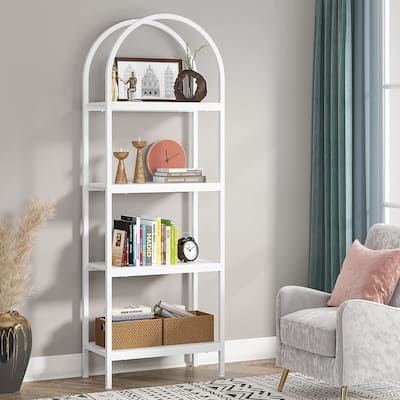 4-Tier Arched Bookshelf 70.8", Storage Shelves, Metal Frame