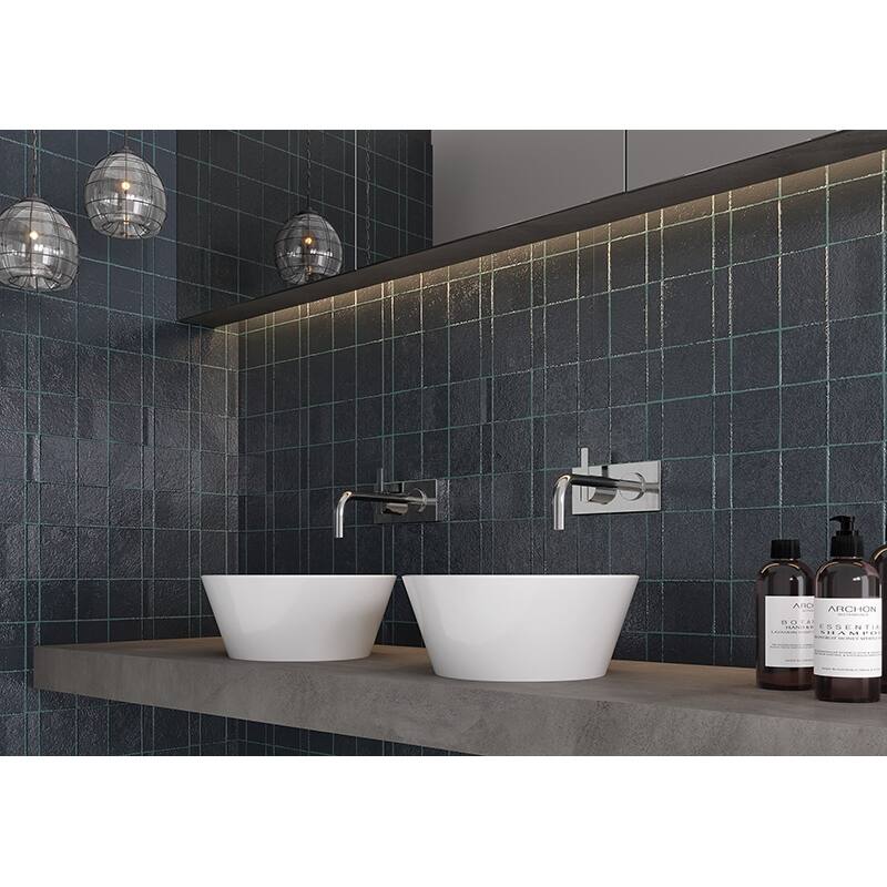 Apollo tile 18" x 48" Nimbus Textured Maastricht Blue Ceramic Tile (17.23 sq ft/case) - 3 Pack