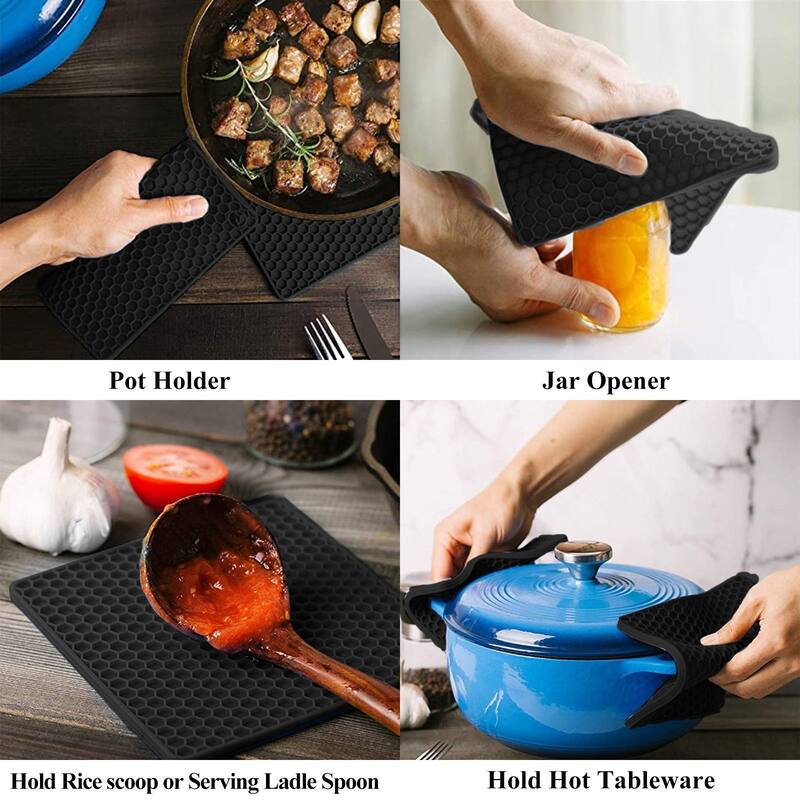 4 Pcs Silicone Trivets Mats for Hot Dishes, Pots and Pans, Hot Pads for Kitchen, Non Slip Heat Resistant Mat
