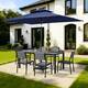 Option Set of 9 - Grey Table with Navy Blue Umbrella