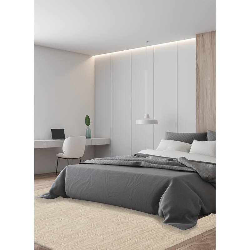 ECARPETGALLERY Braid weave Sienna Ivory Wool Rug - 5'1 x 7'11