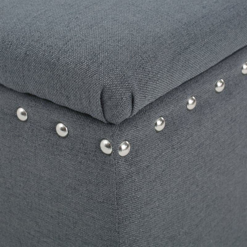 Tatiana Contemporary Fabric Storage Ottoman with Nailhead Trim by Christopher Knight Home