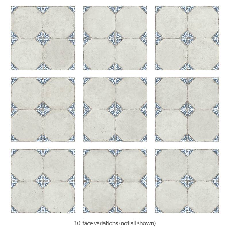 Merola Tile Kings Field Blue 17-3/4" x 17-3/4" Porcelain Floor and Wall Tile