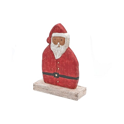 Christmas Mango Wood Santa On Base