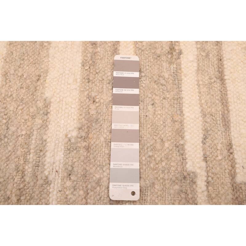 ECARPETGALLERY Flat-Weave Marrakech Taupe Wool Kilim - 5'2 x 7'11