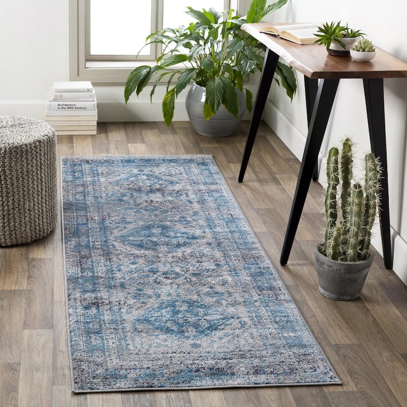 Livabliss Monte Carlo Updated Traditional Medallion Area Rug - Light Grey - 2' 7" x 12'