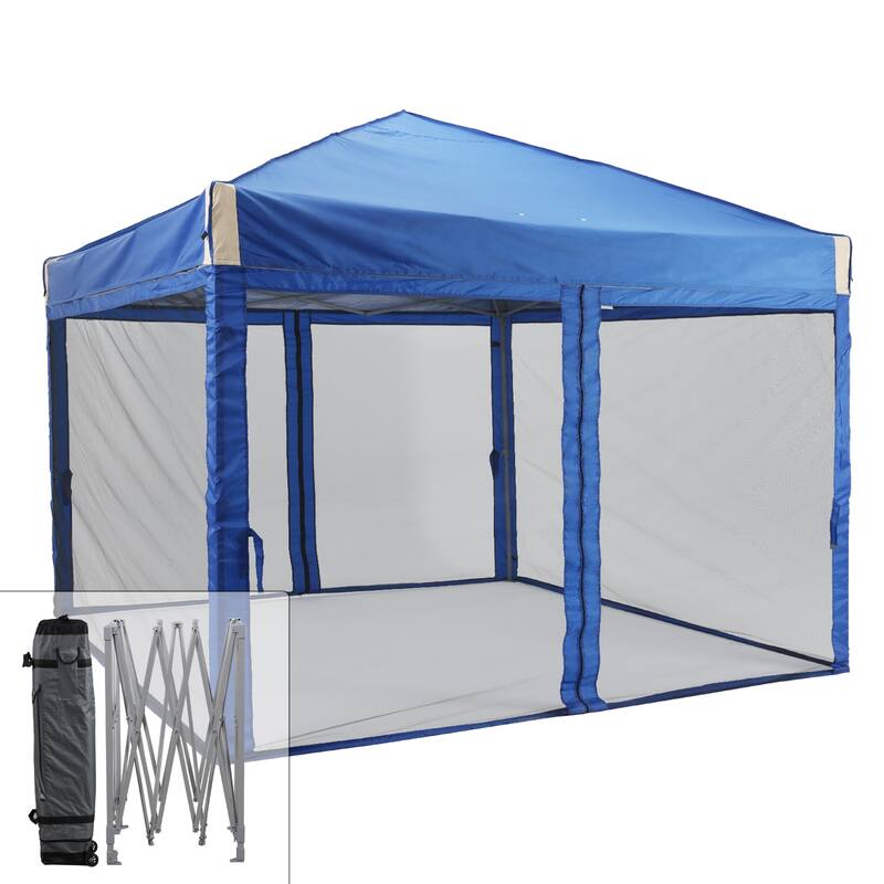 Aoodor 10 x 10 FT Pop Up Canopy Tent Portable Instant Shade Canopy with Netting for Camping, Party and Other Outdoor Events