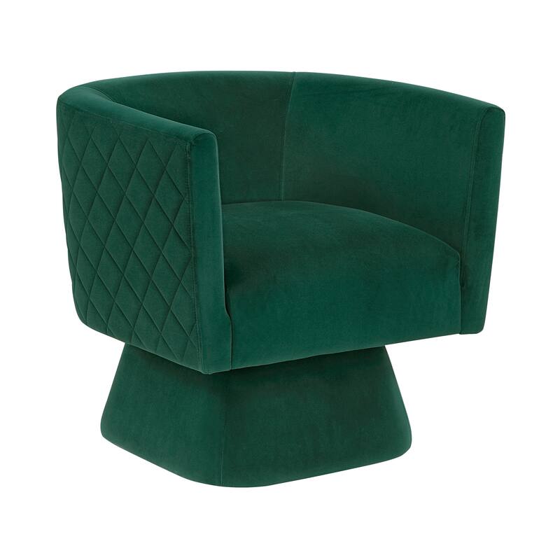 Gale 29" Velvet Swivel Chair - Diamond Stitched Chair Back - Green