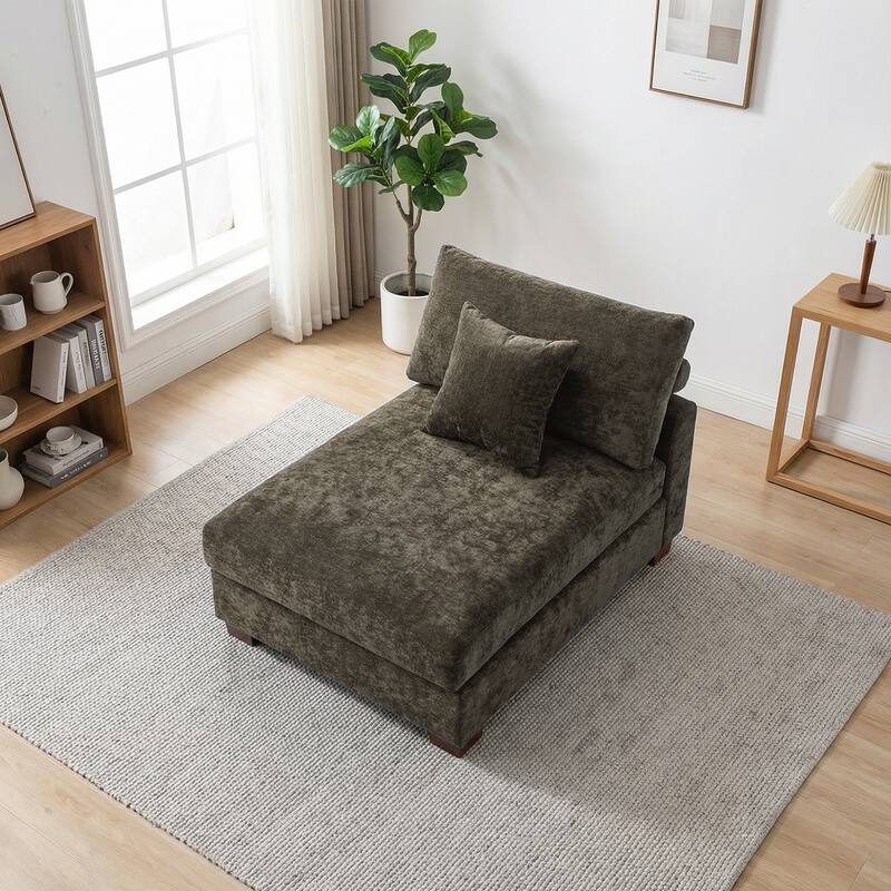 Chenille Upholstered Armless Accent Chair With Plush Cushion