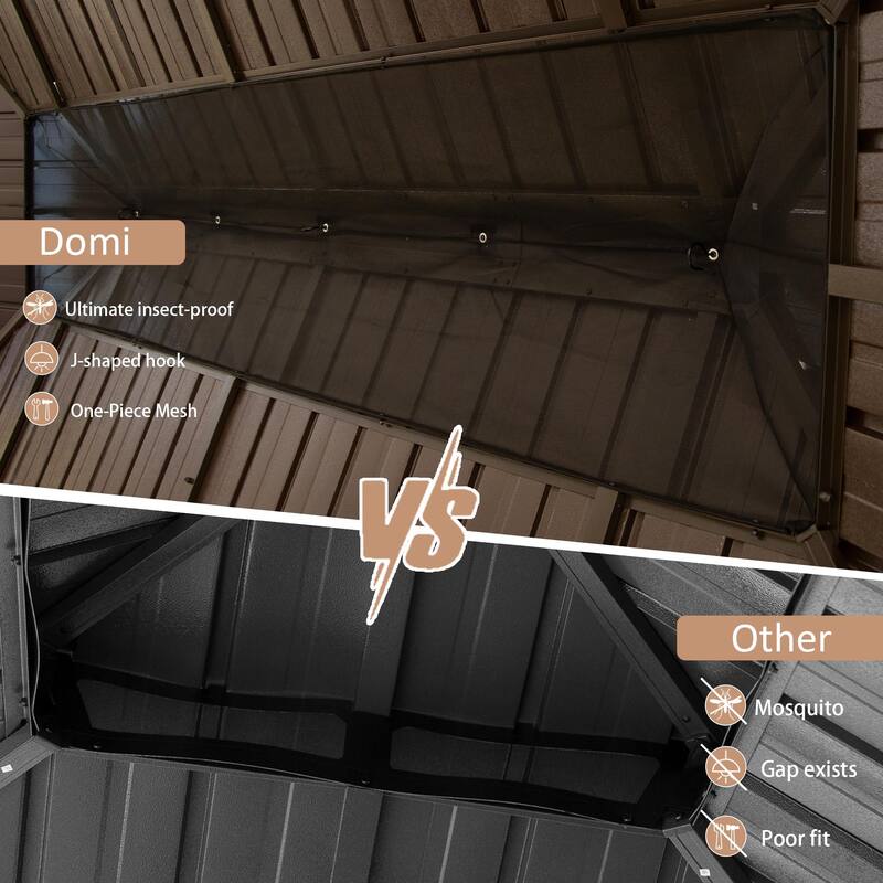 12' X 18' Hardtop Gazebo with Drainage System, Galvanized Steel Roof, Curtains, and Netting for Outdoor Living