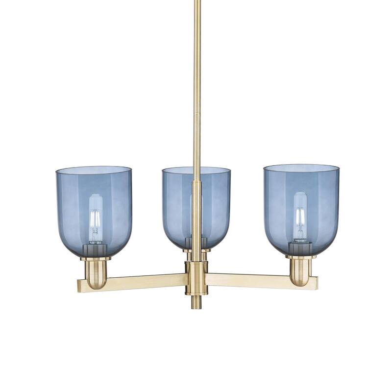 Innovations Lighting 716-3CR-12-28 Bella Chandelier Bella 3 Light 28" - Champagne Bronze / Blue