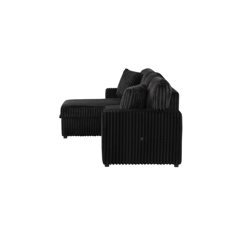 Plush Sectional in Black, Cream and Gray