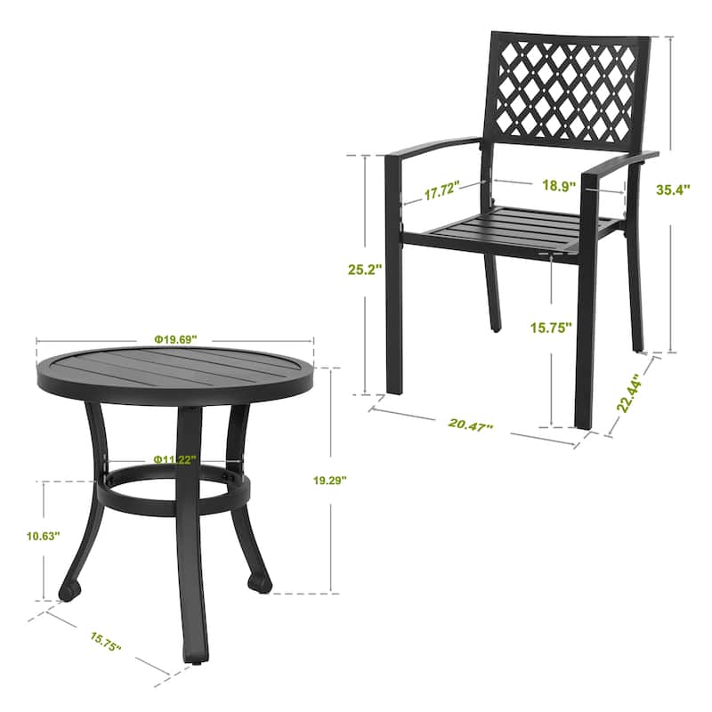 Nuu Garden Outdoor 3-Piece Iron Bistro Set