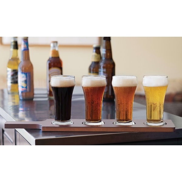 Libbey Craft Brews Beer Flight Glass Set with Wood Carrier, 4 Glasses. Opens flyout.