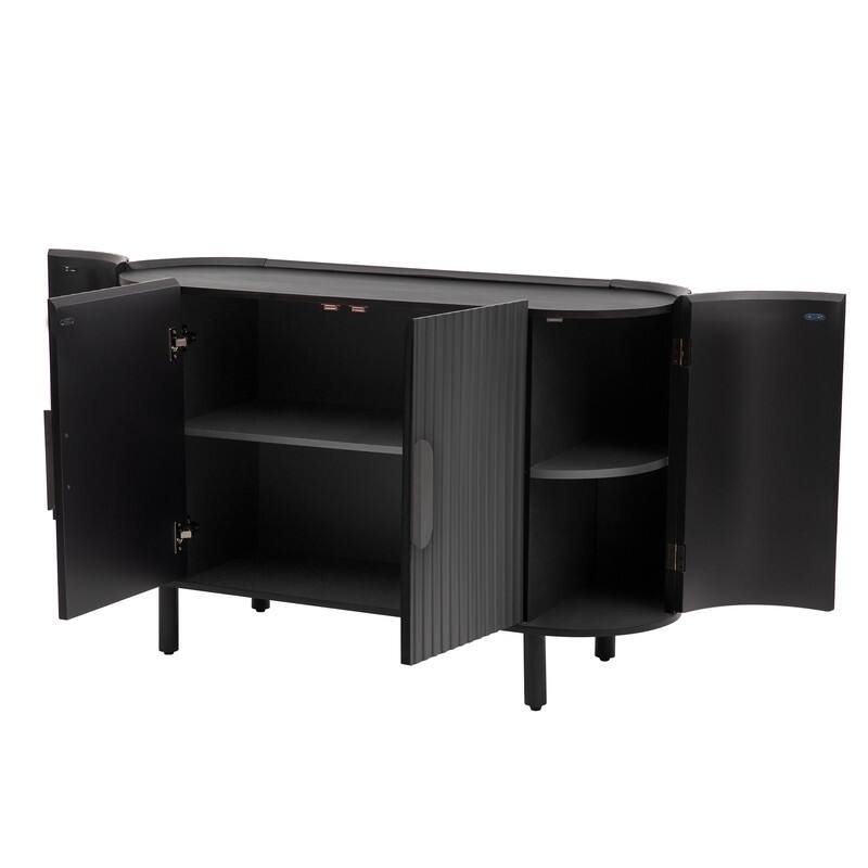 Light Luxury Sideboard with Adjustable Shelves, Curved Design Storage Buffet Cabinet for Living Room/Kitchen/Entryway/Hallway