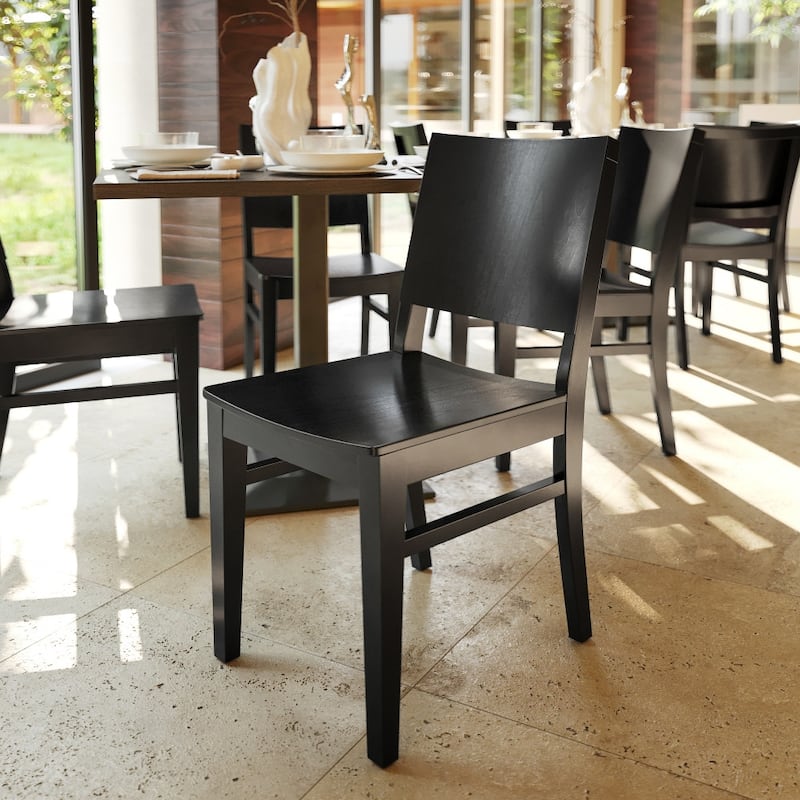 2 Pack Commercial Solid Wood Dining Chair with Curved Backrest - 17.75"W x 21.25"D x 33.5"H