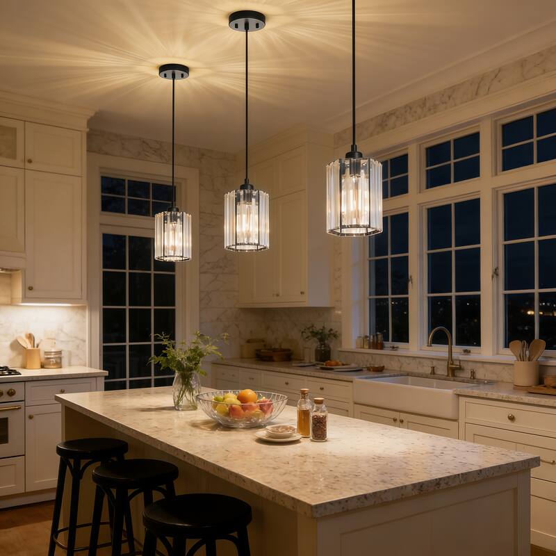 Starsky 1-Light Modern Minimalist Single Glass Pendant Light - Black