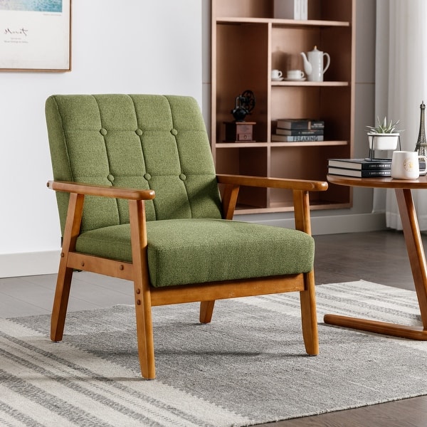 Mid Century Modern Armchair with Wood Frame,Reading Chair - Main Image