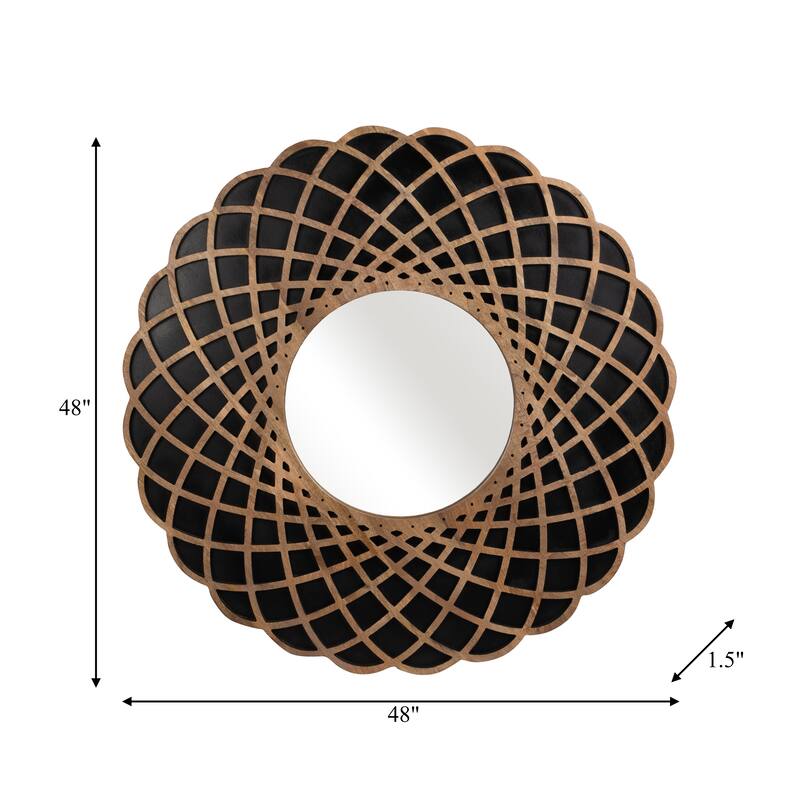 Sagebrook Home's Modern Abstract Exquisite 48 Inch Kaleidoscope Mirror in Black - 48" x 1.5" x 48"