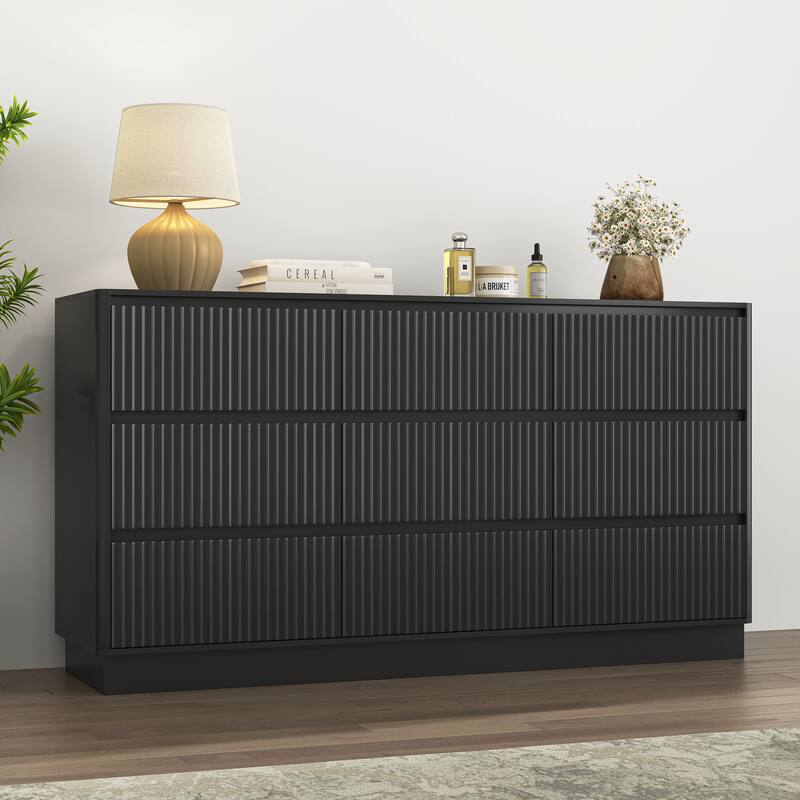 Large Floor Chest of Drawers 9 Drawer Dresser for Bedroom, Freestanding Storage Cabinet Side Table TV Stand