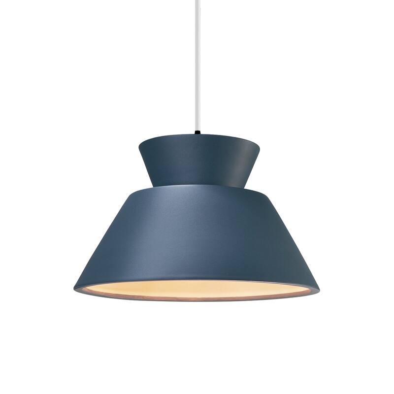 Carbon Loft Chizukeki Trapezoid 1-light Matte Black Pendant with Midnight Blue Shade, White Cord