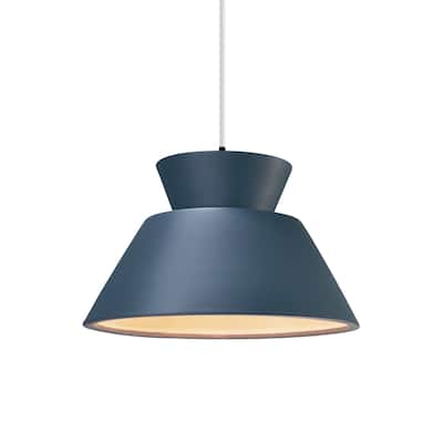 Carbon Loft Chizukeki Trapezoid 1-light Matte Black Pendant with Midnight Blue Shade, White Cord