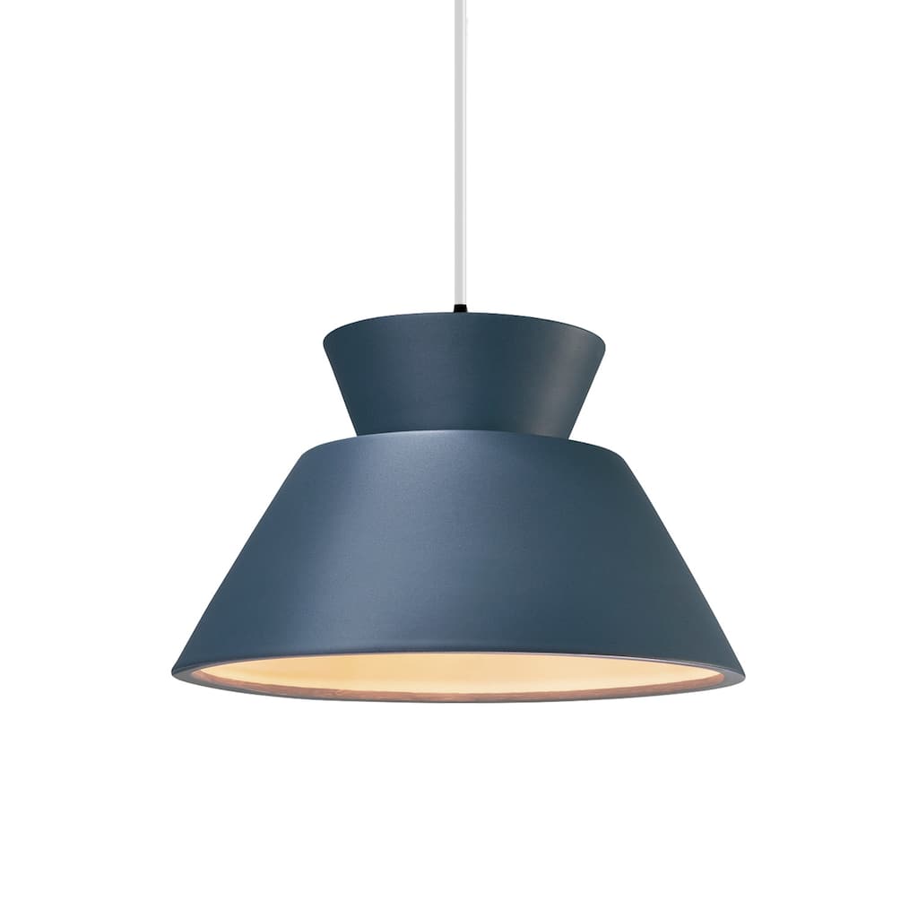 Carbon Loft Chizukeki Trapezoid 1-light Matte Black Pendant with Midnight Blue Shade, White Cord