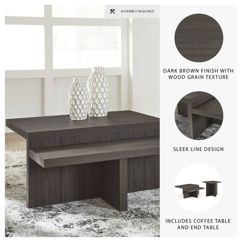 Signature Design by Ashley Zendex Brown Occasional Table Set (Set of 2) - 40" W x 40" D x 19.25" H