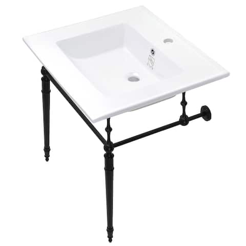 Edwardian 25-Inch Console Sink with Brass Legs (Single Faucet Hole)