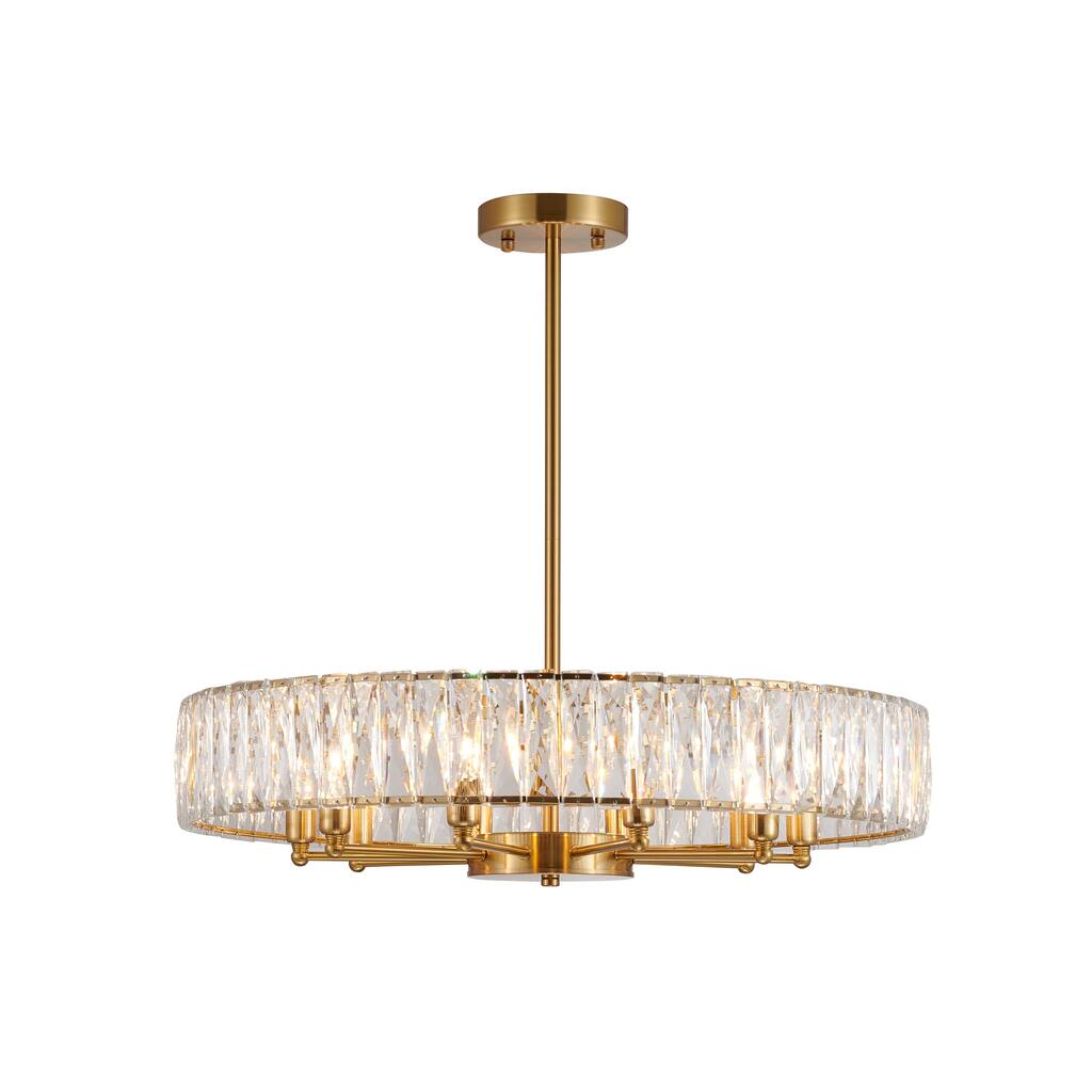 10-Light Gold Chandelier With Clear Crystals