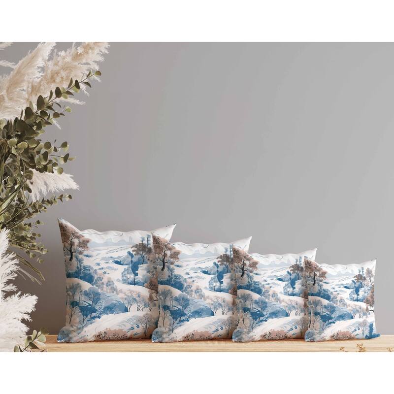 Leaf Magic Stories Faux Suede Reversible Throw Pillow Blue and Pink