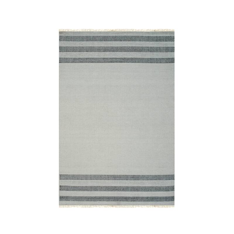 Hand-Knotted Wool White Modern Contemporary HANDLOOM Flat Weave DURRIE Rug - 6' x 9'