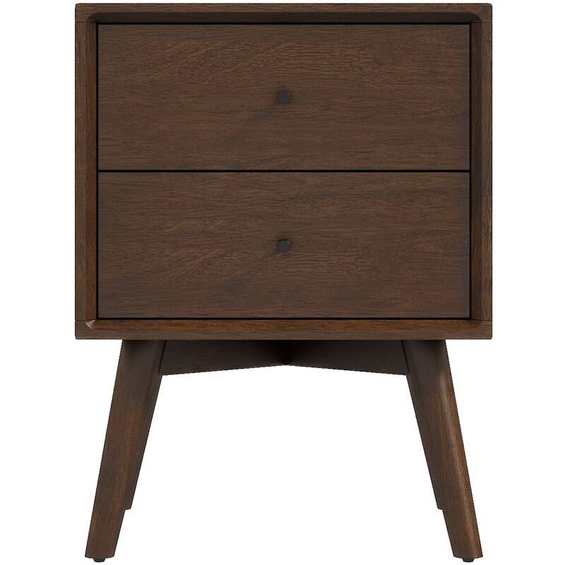 GDFStudio - Caroline Modern 2-Drawer Solid Wood Nightstand with Walnut Finish for Bedroom or Living Room