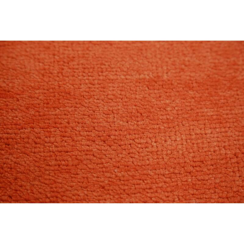 Hand Knotted Oriental 100% Wool Carpet Modern Solid Oranges & Rust Gabbeh Area Rug - 9' 5'' X 6' 3''