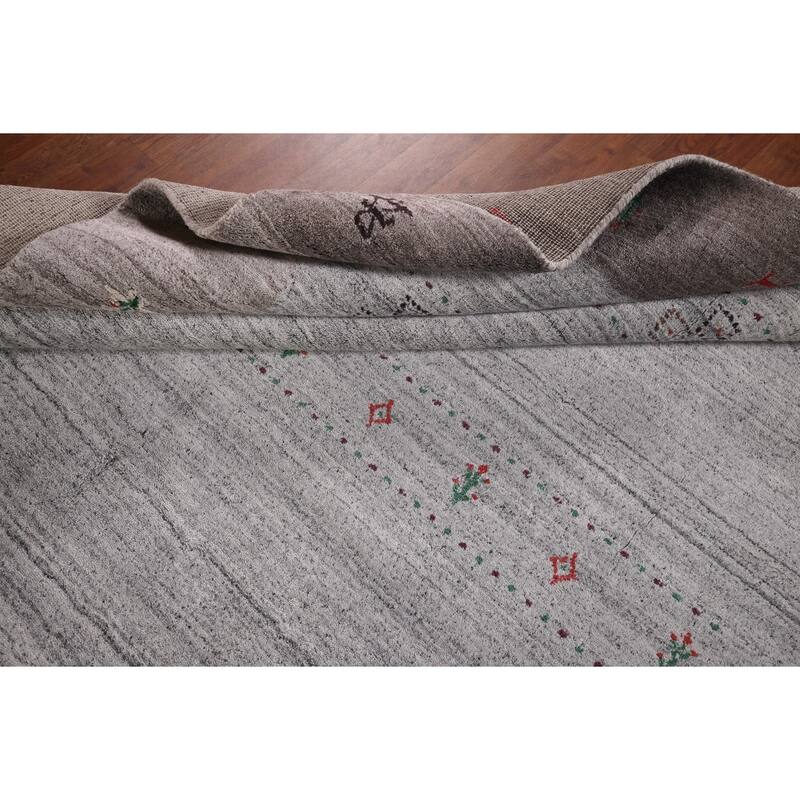 Gabbeh Indian Area Rug Hand-Knotted Tribal Beige Wool Carpet - 6'8"x 8'1"