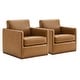 preview thumbnail 107 of 172, Shane Modern Swivel Accent Arm Chair Set of 2 - Saddle Brown-Faux Leather