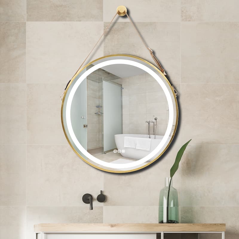 Smart Round LED Bathroom Mirror Light Frame Defogger Dimmable 3 Color