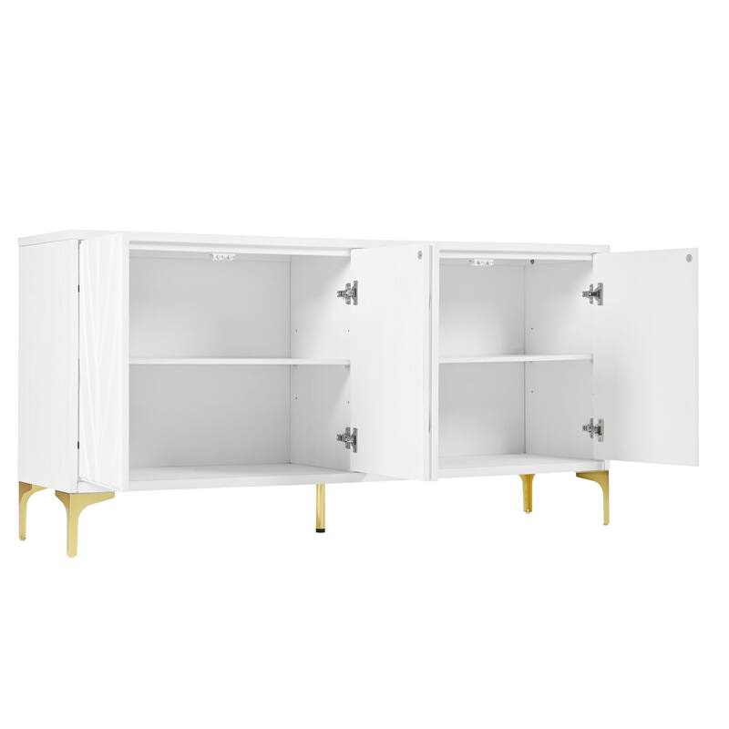 60" Press-to-Open Design Sideboard Buffet Cabinet with 4 Doors