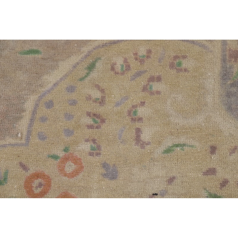 Distressed Brown Tabriz Persian Area Rug Hand-Knotted Wool Carpet - 9'8"x 12'11"