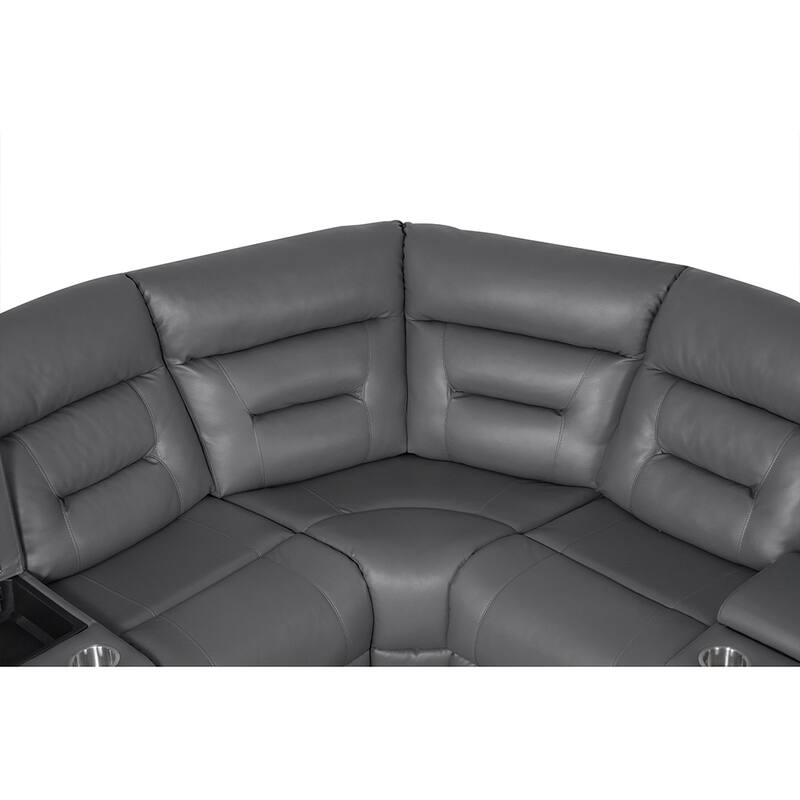 109" Power Reclining Sectional Couch, Modular Livingroom Recliner Sofa with 2 Storage Console & 4 Cup Holders