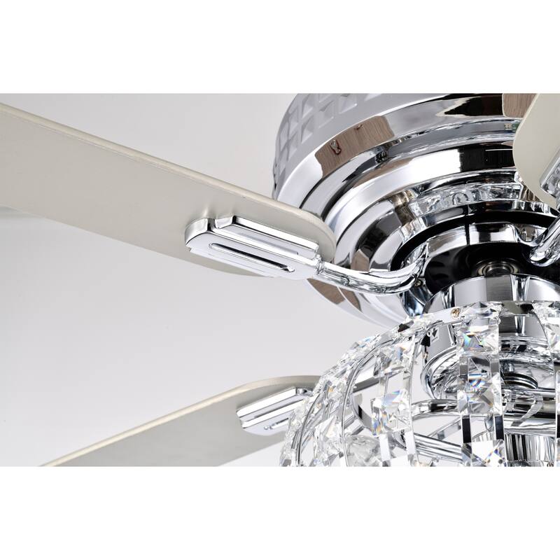 Ailani 52 Inch Chrome Polished Finish Crystal-Diamond Glam Style Ceiling Fan with Remote