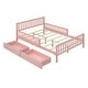 preview thumbnail 12 of 24, Full Size Wood Platform Bed with Guardrails on Both Sides and 2 Storage Drawers, Gray