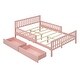preview thumbnail 13 of 50, Wood Platform Bed with 2 Storage Drawers & Both Sides Guardrails, Storage Bed Frame for Bedroom, Guest Room