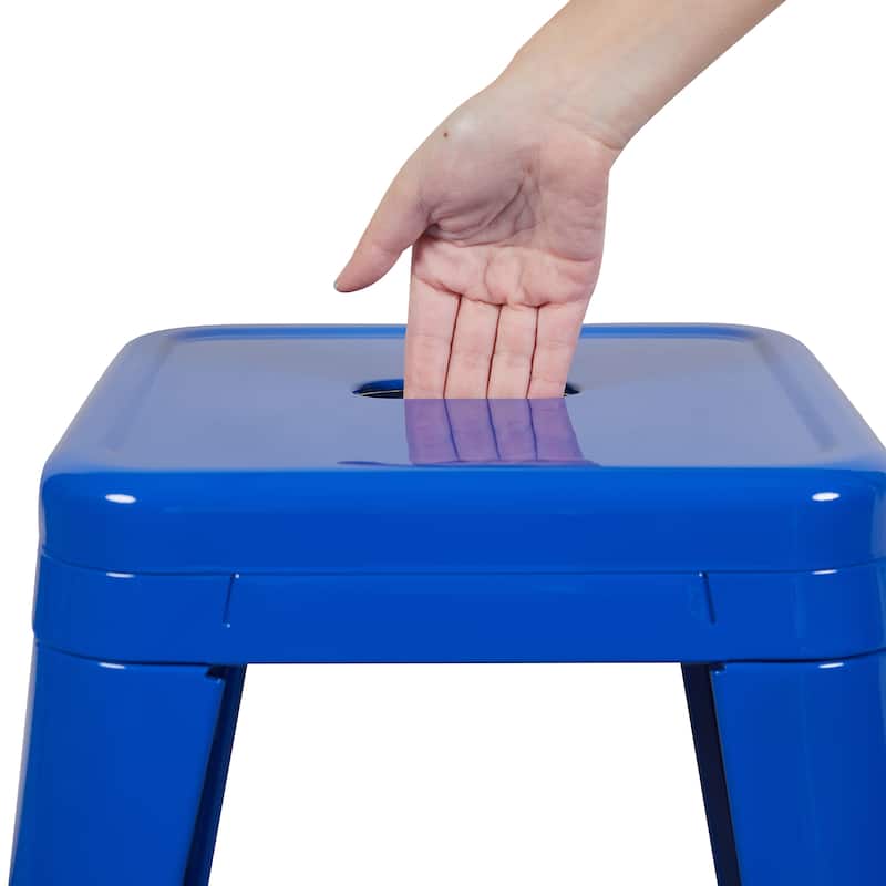 AC Pacific 24 Inch Industrial Stackable Metal Counter Stools Set of 2