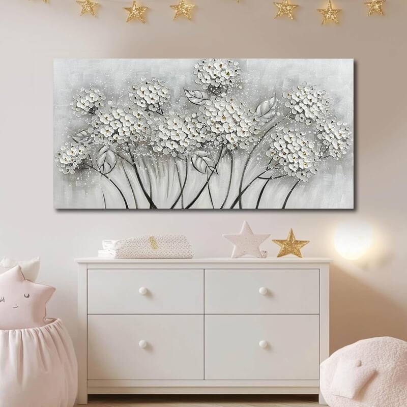 White Flower Wall Art- Canvas Print Art- Botanical Pictures