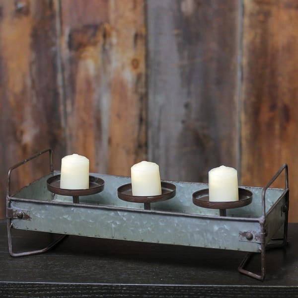 Shop 15 Rustic Galvanized Metal Triple Christmas Pillar Candle