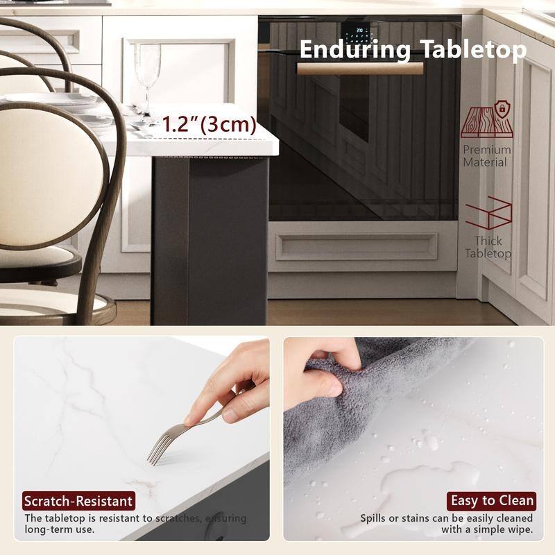 82.6" Fluted Kitchen Island with Extendable Dining Table and Power Outlet for Modern Kitchen Spaces