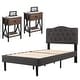 preview thumbnail 28 of 35, Taomika 3-Pieces Tufted Upholstered Platform Bed and Nightstands Set