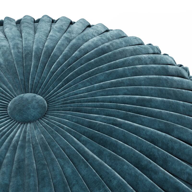 WYNDENHALL Vanessa Round Pouf in Velvet Fabric