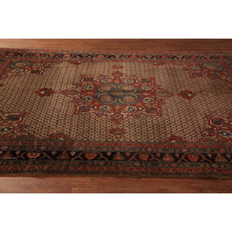 Medallion Serab Persian Vintage Area Rug Handmade Wool Carpet - 6'7" x 9'8"